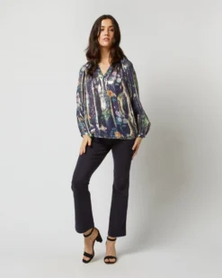 Ariana Blouse In Navy/Metallic Floral Academy Liberty Fabric Lamé -ULLA JOHNSON SHOP S72084 3807