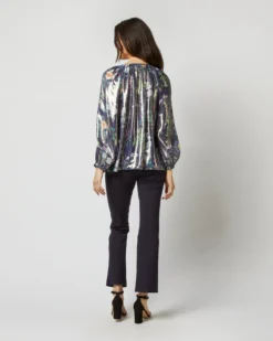 Ariana Blouse In Navy/Metallic Floral Academy Liberty Fabric Lamé -ULLA JOHNSON SHOP S72084 3821