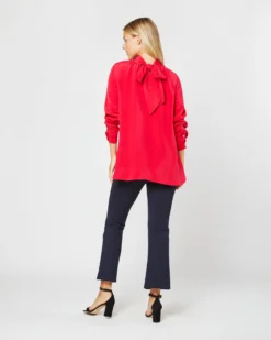 Colette Tie-Neck Blouse In Red Silk Crepe De Chine -ULLA JOHNSON SHOP S72094 3172