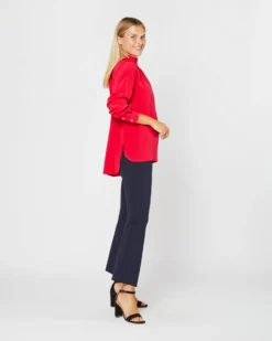 Colette Tie-Neck Blouse In Red Silk Crepe De Chine -ULLA JOHNSON SHOP S72094 3179