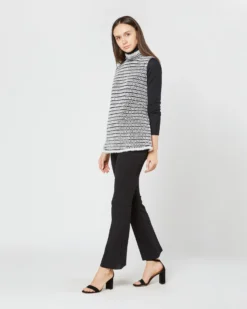 Sleeveless Ana Fringe Top In Ivory/Black Filagree Flower Wool -ULLA JOHNSON SHOP S72099 3878