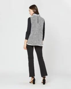 Sleeveless Ana Fringe Top In Ivory/Black Filagree Flower Wool -ULLA JOHNSON SHOP S72099 3903