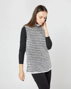 Sleeveless Ana Fringe Top In Ivory/Black Filagree Flower Wool -ULLA JOHNSON SHOP S72099 3921