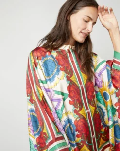 Foulard Shirt In Taormina Placée Ivory Twill Silk -ULLA JOHNSON SHOP S72142 2193