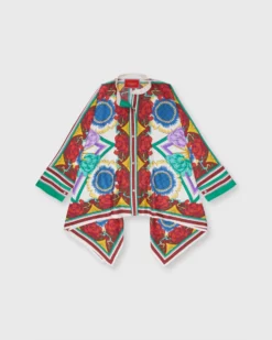 Foulard Shirt In Taormina Placée Ivory Twill Silk