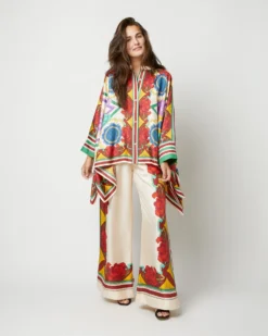 Foulard Shirt In Taormina Placée Ivory Twill Silk -ULLA JOHNSON SHOP S72143 1953