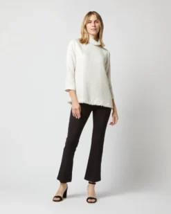 Ana Fringe Top In Ivory Sparkle Tweed