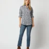 Tomboy Popover Shirt In Navy Edenham Shadow Liberty Fabric