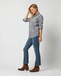Tomboy Popover Shirt In Navy Edenham Shadow Liberty Fabric -ULLA JOHNSON SHOP S72253 1458