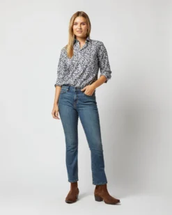 Tomboy Popover Shirt In Navy Edenham Shadow Liberty Fabric -ULLA JOHNSON SHOP S72253 1468