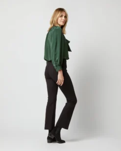Helene Tie-Neck Blouse In Hunter Silk Crepe De Chine -ULLA JOHNSON SHOP S72254 1110