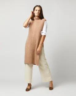 Joseph Tunic Cardigan Stitch Sweater In Warm Taupe