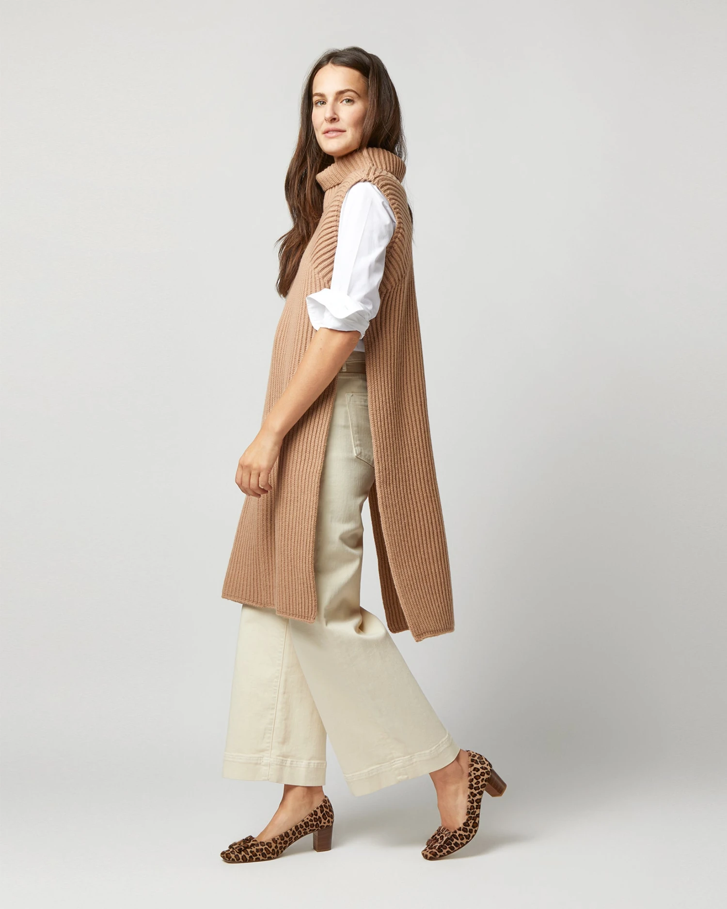 Joseph Tunic Cardigan Stitch Sweater In Warm Taupe 2 Joseph Tunic Cardigan Stitch Sweater In Warm Taupe - Image 2