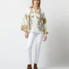 Cerere Blouse In Grenadilla Off White Cotton Popeline